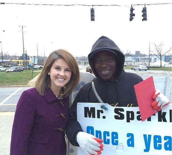 We have lived in the Lexington area for three years now and I can't count the number of times we've driven through the stop light at Richmond & New Circle. This man has brought a smile to our face and brightened our day every single time. His name is Darrell and he holds a sign and waves at cars for the Mr. Sparkle car wash. Every time you drive by, regardless of the weather, Darrell has a huge smile on his face as he works his hardest to be sure to greet every single one of the thousands of cars that pass through that intersection each day. Yesterday we decided to let Darrell know how much we appreciate the smiles by giving him a Christmas card. Darrell could not have been more appreciative of the fact that we simply stopped to say hello. He is just as full of energy and joy is person as he is from the other side of your windshield. God bless you, Darrell. Keeping doing you. - Submitted by W.M.