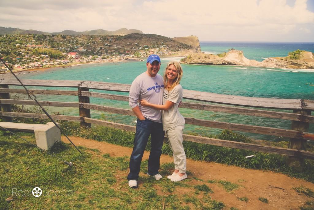 My bride and me just minutes after we landed on the island of St. Lucia. We were burning up in our cold-weather clothes, but I know this will be a photo we will treasure forever!
